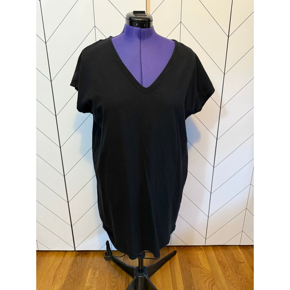 Wilfred Free Womens Medium Cotton Black Short Sleeve Tunic Mini Dress Basic Cute